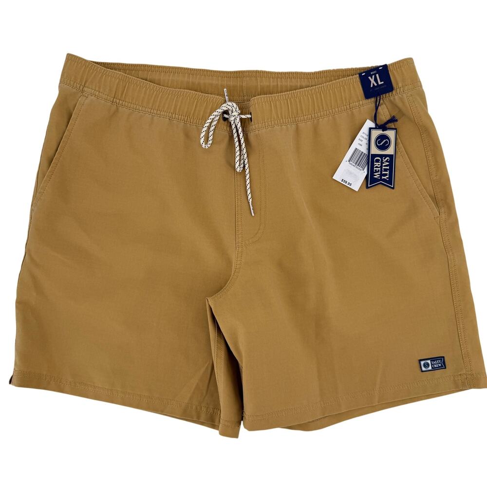 Salty Crew Seadog Swim Trunks Mens Sz XL Unlined Saffron Brown Drawstring